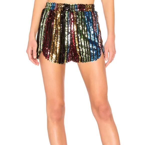 NEW LPA Short 194 Multicolor Striped Sequin High Rise Mini Party Shorts Size M - Picture 1 of 7